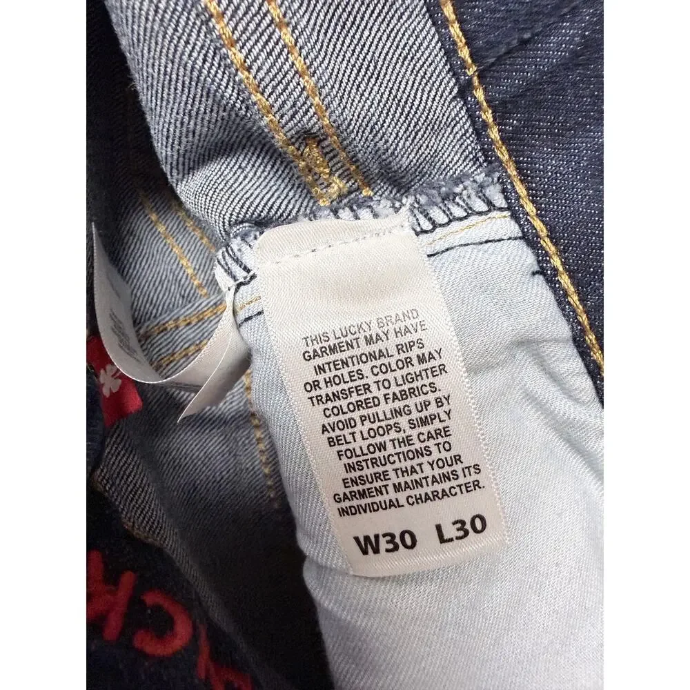 Lucky Brand 410 Athletic Straight Jeans Dark Wash 30x30 Mid Rise Stretch